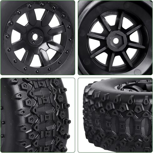 عجلات وإطارات شاحنة قصيرة 1/10 RC مُلصقة مسبقًا 12 مم إطارات SCT سداسية مع حشوات إسفنجية متوافقة مع Traxxas Slash 2WD Vxl 4x4 BL-2S Blackout SC Losi 22S SCT قوة ليبو بدون فرشاة 2S-4S in Kuwait