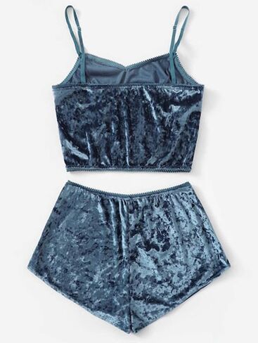 RUEWEY Women Sexy Strappy Babydoll Lingerie Satin Pajama Set Camisole with Shorts 2 Piece Sleepwear in Saudi Arabia