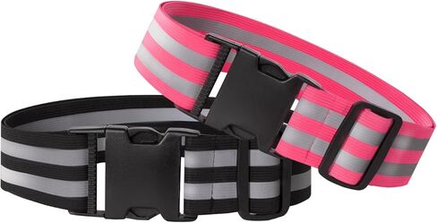 Little World Reflective Belt - 2 Pcs PT Belt - Reflective Running Gear for Men and Women - Elastic Reflective Sash Perfect for Running Cycling Walking Marathon Military (Green and Orange) in Saudi Arabia