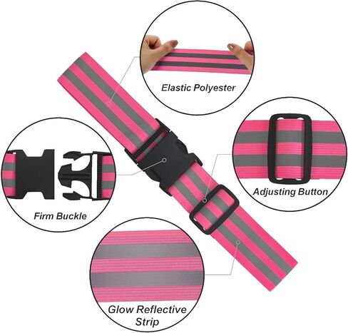 Little World Reflective Belt - 2 Pcs PT Belt - Reflective Running Gear for Men and Women - Elastic Reflective Sash Perfect for Running Cycling Walking Marathon Military (Green and Orange) in Saudi Arabia