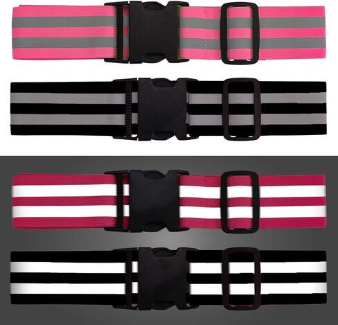Little World Reflective Belt - 2 Pcs PT Belt - Reflective Running Gear for Men and Women - Elastic Reflective Sash Perfect for Running Cycling Walking Marathon Military (Green and Orange) in Saudi Arabia