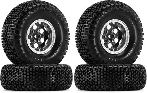 INJORA 6-Hole ModuWheel 1.3" Beadlock Wheels with XHX Pin Tires for TRX4M SCX24 1/18 1/24 RC Crawler(Silver) in Saudi Arabia