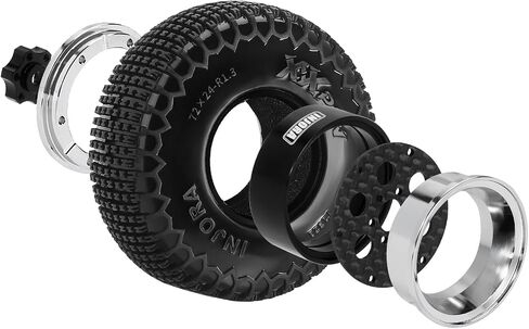 INJORA 6-Hole ModuWheel 1.3" Beadlock Wheels with XHX Pin Tires for TRX4M SCX24 1/18 1/24 RC Crawler(Silver) in Saudi Arabia