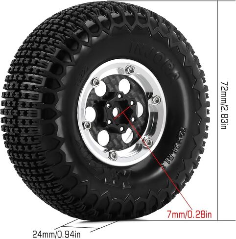 INJORA 6-Hole ModuWheel 1.3" Beadlock Wheels with XHX Pin Tires for TRX4M SCX24 1/18 1/24 RC Crawler(Silver) in Saudi Arabia