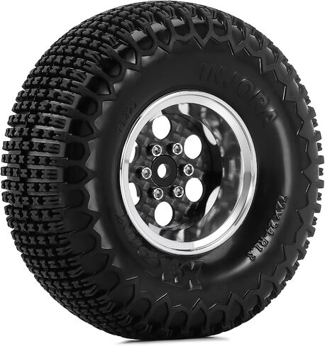INJORA 6-Hole ModuWheel 1.3" Beadlock Wheels with XHX Pin Tires for TRX4M SCX24 1/18 1/24 RC Crawler(Silver) in Saudi Arabia