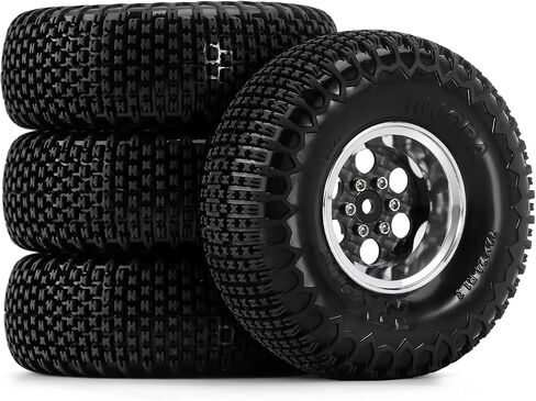 INJORA 6-Hole ModuWheel 1.3" Beadlock Wheels with XHX Pin Tires for TRX4M SCX24 1/18 1/24 RC Crawler(Silver) in Saudi Arabia