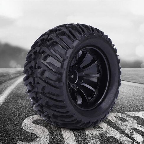 4PCS RC Tire, 125mm Plastic Wheel Rims Mesh Wheels V Type RC Car Tire Replacement for 1/10 Remote Control Car Model Tyre (Black) Car Model Accessory in Saudi Arabia