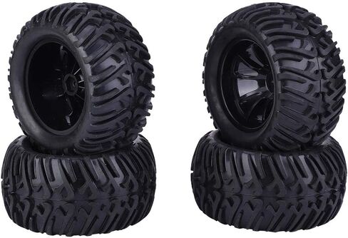 4PCS RC Tire, 125mm Plastic Wheel Rims Mesh Wheels V Type RC Car Tire Replacement for 1/10 Remote Control Car Model Tyre (Black) Car Model Accessory in Saudi Arabia