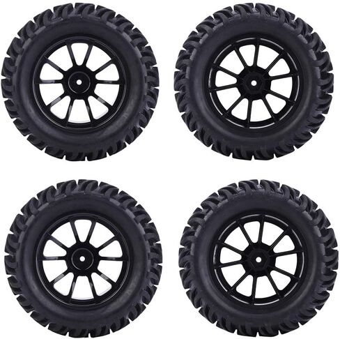 4PCS RC Tire, 125mm Plastic Wheel Rims Mesh Wheels V Type RC Car Tire Replacement for 1/10 Remote Control Car Model Tyre (Black) Car Model Accessory in Saudi Arabia