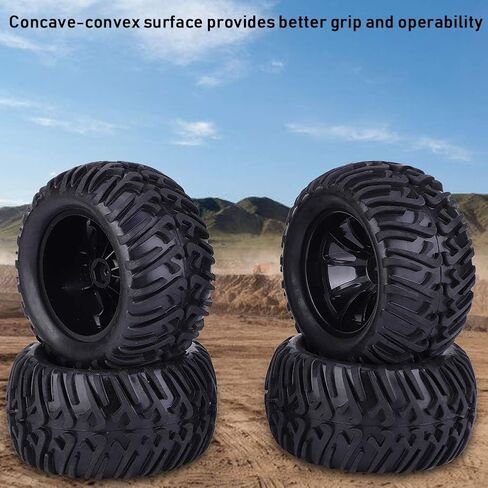 4PCS RC Tire, 125mm Plastic Wheel Rims Mesh Wheels V Type RC Car Tire Replacement for 1/10 Remote Control Car Model Tyre (Black) Car Model Accessory in Saudi Arabia