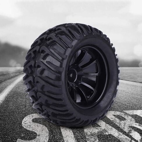 4PCS RC Tire, 125mm Plastic Wheel Rims Mesh Wheels V Type RC Car Tire Replacement for 1/10 Remote Control Car Model Tyre (Black) Car Model Accessory in Saudi Arabia
