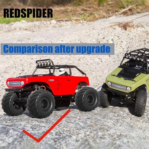 REDSPIDER 1/24 Monster Truck Wheel Rim Tires Set（4pcs） OD:52mm*27mm Hex 7mm for FCX24 SCX24 C10 JLU Deadbolt Gladiator Bronco 1/24 Crawler Car (at) in Kuwait