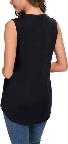 Neineiwu Women's Summer Sleeveless V Neck Casual Tank Tops Blouse Shirts in Kuwait