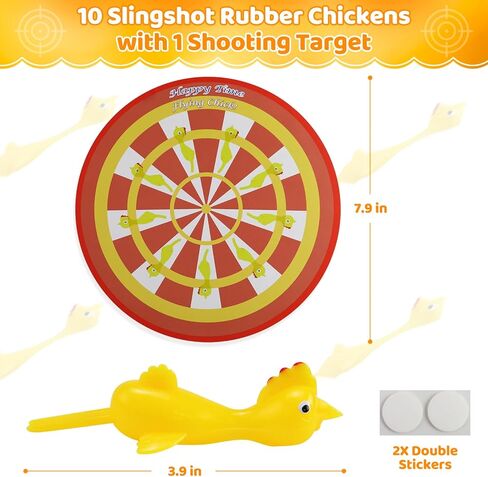 10pcs Slingshot Dinosaurs with 1pcs Cardboard Targets,Rubber Slingshot Dino Finger Toys for Kids Adults,Birthday Halloween Party Favors Classroom Exchange Xmas Gifts for Boys Girls in Kuwait