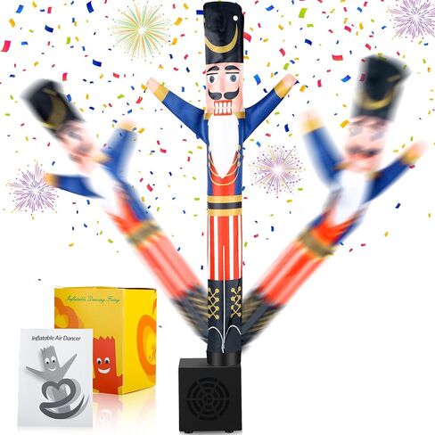 Poen Christmas Funny Gift Mini Inflatable Man Waving Desktop Christmas Tube Man Wacky Waving Inflatable Tube Guy with Blower for Xmas Table Indoor Winter Gifts Birthday Party(Nutcracker Style) in Saudi Arabia