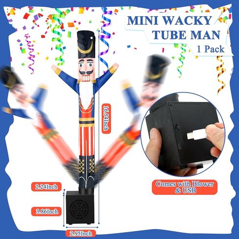 Poen Christmas Funny Gift Mini Inflatable Man Waving Desktop Christmas Tube Man Wacky Waving Inflatable Tube Guy with Blower for Xmas Table Indoor Winter Gifts Birthday Party(Nutcracker Style) in Saudi Arabia