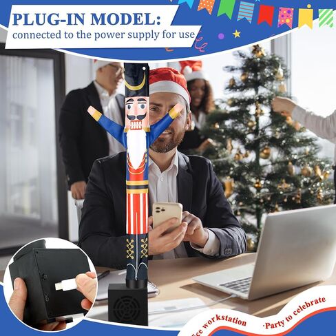 Poen Christmas Funny Gift Mini Inflatable Man Waving Desktop Christmas Tube Man Wacky Waving Inflatable Tube Guy with Blower for Xmas Table Indoor Winter Gifts Birthday Party(Nutcracker Style) in Saudi Arabia