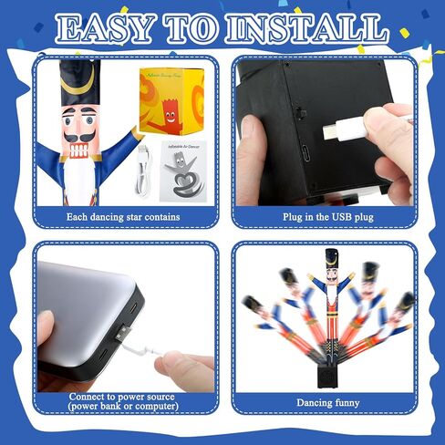 Poen Christmas Funny Gift Mini Inflatable Man Waving Desktop Christmas Tube Man Wacky Waving Inflatable Tube Guy with Blower for Xmas Table Indoor Winter Gifts Birthday Party(Nutcracker Style) in Saudi Arabia