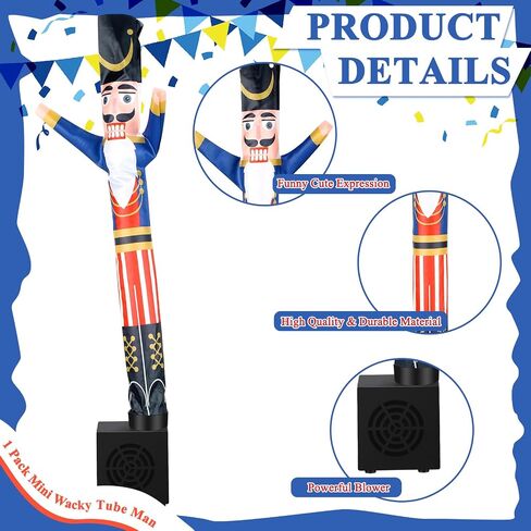 Poen Christmas Funny Gift Mini Inflatable Man Waving Desktop Christmas Tube Man Wacky Waving Inflatable Tube Guy with Blower for Xmas Table Indoor Winter Gifts Birthday Party(Nutcracker Style) in Saudi Arabia