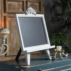 SOFE Rustic Chalkboard Sign with Stand Tabletop, Decoration Chalk Boards with Easel Wooden Carved Frame for Wedding, Kitchen Countertop Memo Board, Menu, Farmhouses Baby Announcements