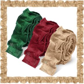 3 لفات عيد الميلاد تكدرت حدود لوحة الإعلانات، 3 ألوان 2 "× 79" صدفي الخيش نشرة الحدود تقليم DIY الزخرفية الحدود الزخارف الحرفية لمكتب مزرعة الديكور in Kuwait