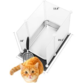 MEEXPAWS Stainless Steel Litter Box for Cats Extra Large Giant 24"×16"×6" | Non Stick | Odor Control |Metal Cat Litter Scoop | Cat Litter Mat | Splash Guard | Easy Clean