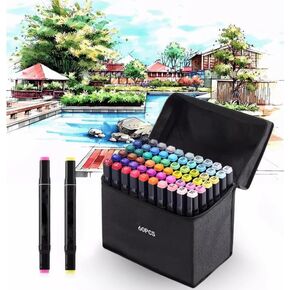 60 Colors Alcohol Brush Ink Markers,Dual Skin Tone Markers Brush Tip Permanent Sketch Markers for Adults Kids Coloring Artist Sketching Illustration Drawing Calligraph