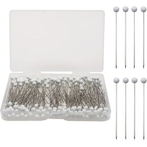 TOAOB 200pcs Sewing Pins for Fabric 1.5 Inch Straight Pins with White 4mm Ball Glass Head Quilting Pins for Dressmaker Jewelry DIY Decoration Craft and Sewing Project
