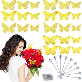 248 Pcs Butterfly Crystal Pin Set Birthday Party Tea Graduation Hat Flower Bouquet Butterfly Decoration Spring Girl Room Decoration