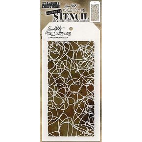 Stampers Anonymous Tim Holtz Floral Stencil, 28.3 x 11.4 x 0.1 cm, Transparent