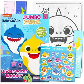 Baby Shark Coloring Book Set for Toddlers - Bundle with Baby Shark Activity Book Plus Stickers, Games, Puzzles, and More | Baby Shark Coloring Book Party Favor