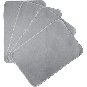 Washable Pee Pads for Dogs | Non-Slip Super Absorbent Quick Dry|Training Pads for Dogs Cat Rabbit Guinea Pig Small Pets, Travel Carrier, Dog Crate Mat, Food Mat (4-Pack 18x24in, Grey)