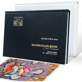 2 Pack Paul Rubens Watercolor Paper, High Absorption, Cold-pressed Watercolor Sketchbook, 100% Cotton 140 lb (300 GSM) 40 Sheets Sized 7.87’’ x 5.43’’ for Beginners and Professionals Painters