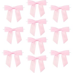 Xeahung 60 Pcs 3 Inch Twist Tie Bows Satin Ribbon Twist Tie Bows with Twist Ties Small Ribbon Bows for Craft Twist Bows for Cookie Bags Wedding Craft Gift Wrapping Decoration Party (Red)