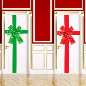 gisgfim 2pcs Christmas Cabinet Big Bows Gold and Silver Bow Large Door Lace Christmas Tree Ribbon Gold and Silver Bow Holiday Decorations Christmas Front Door Party Supplies in Kuwait