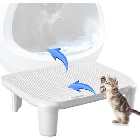 Cat Litter Ramp Litter Trapper for Cat Litter Box, Easy Cleaning Litter Step and Stair, Easy Entry for Elder Kitten Compatible with Various Models Self Cleaning Litter Box(White,5.91")