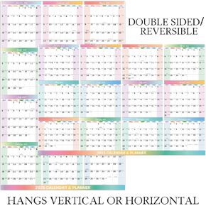 2025 Dry Erase Calendar for Wall - Jan. 2025 - Dec. 2025, Dry Erase Calendar, 2-Sided Horizontal/Vertical Reversible, 34.6" x 22.9"