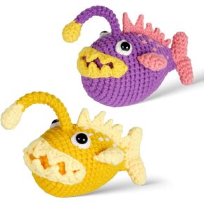 Pcvanli Crochet Kit for Beginners, Beginner Crochet Kit for Adults with Step-by-Step Video Tutorials, DIY Crochet Animal Kits Kids Knitting Supplies, 2 Pack Rabbit (40%+ Yarn)