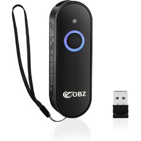 OBZ Mini Bluetooth Barcode Scanner, Upgraded 2D Wireless Barcode Scanner, Versatile 3-in-1 Portable Handheld USB 1D 2D QR Code Scanner Work with Mac OS, Windows, iOS, Android, Tablet, Phone, PC, POS