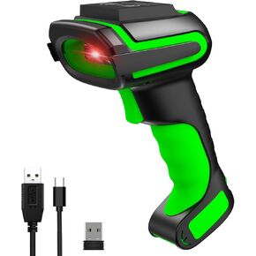 2D UHF RFID Wireless Bar Code Scanner Ultra-Long Distance Reading Industrial Barcode Scanner,1D/2D/QR&USB Wired &USB Wired and BT Wireless 2.4Ghz 3 in1 Barcode Reader for Inventory,Remote Items etc