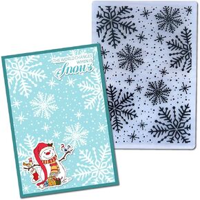 Arbuya Snowflake Background Embossing Folders for Card Making Merry Christmas Snowflakes Embossing Folder for Gift Tag Paper Crafting Home Decoration 7"x 8"