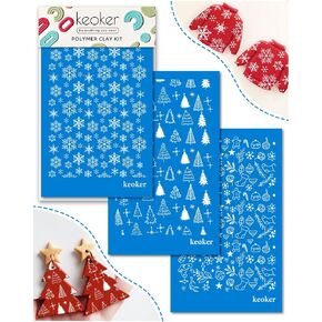Christmas Silk Screen for Polymer Clay, Christmas Silk Screen Stencils for Polymer Clay, Printing on Clay & Other Jewelry Clay Earrings Decoration, Each 6" X 3.8" (3pcs- Snow & Tree)