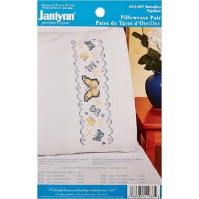 Janlynn Butterflies Pillowcase Pair Stamped Cross Stitch-20 X30