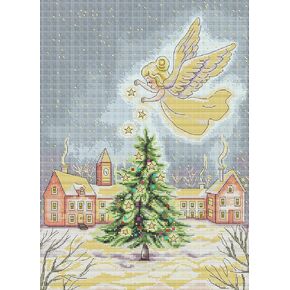 Howie's Needlepoint Cross Stitch Kits, 14CT Pre-Printed Halloween Pattern Embroidery Kits, Full Range of Stamped Starter Needlework Kits (Santa-in-The-Chimney-Stocking, 13.39 x 19.29inch)