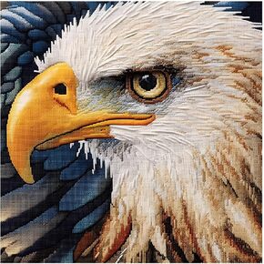 51buyoutgo Eagle 11ct Cross Stitch Kits, 11 CT Funny Pre Printed Counted Stamped Cross Stitch Embroidery Needlepoint Needlework Patterns Kits for Beginners Adults Animal Crossstitch 30x30 cm