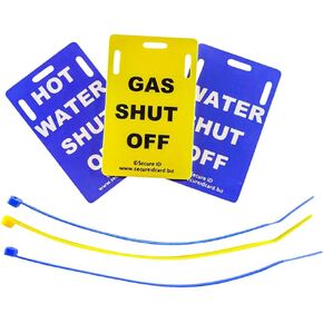 Utility Tag Set of 3 | Gas Shut Off | Water Shut Off | Hot Water Shut Off | Label Safety for Home | Business | Basement Furnace | Plumbing Shut Off Valve Tag | Landlord | Rental | Realtor Gift