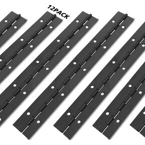 12Pcs 18 Inch Black Continuous & Piano Hinge, 0.04" Thickness 1.2" Open Width Piano Hinge, Heavy Duty 304 Stainless Steel Continuous Hinges Piano for Boat,Door and Piano