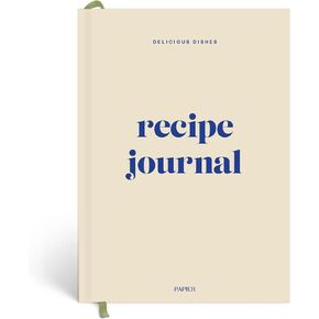 Papier Hardback Recipe Journal - Cream, 8.46" L x 6.02" W | Hardcover Food Recipe, Cooking & Dining Journal | Diary Preserves Family Traditions, Space for Meal Ratings, Cooking Hints & Tips