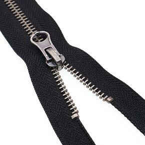 Leekayer 2pcs #5 26 Inch Metal Zippers for Jackets Sewing Coats Crafts Antique Silver Separating Zipper Metal Zipper Heavy Duty (26" Antique Silver) Leekayer