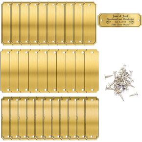 30 Pcs Name Plates, 3" W x 1" H Solid Brass Engraved Plate Personalized Plaque Blank Custom Name Tag Frame Name Label with Adhesive Backing or Screws (3M Adhesive)